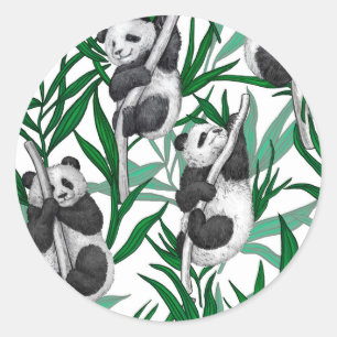 Panda cubs on classic round sticker