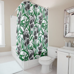 Panda cubs on shower curtain