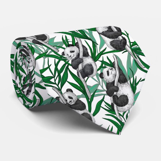 Panda cubs on tie (Rolled)