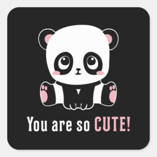 Panda Cute Bear Animal Pandas Paw Funny Gift Idea Square Sticker