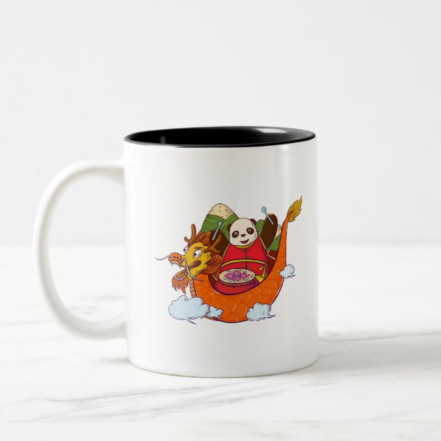 Panda cute Design Two-Tone Coffee Mug (Left)