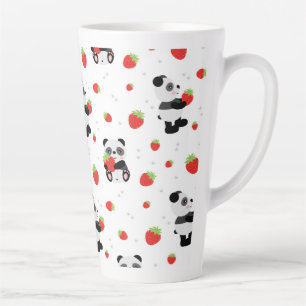 Panda cute with strawberry latte mug