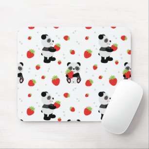 Panda cute with strawberry mouse mat
