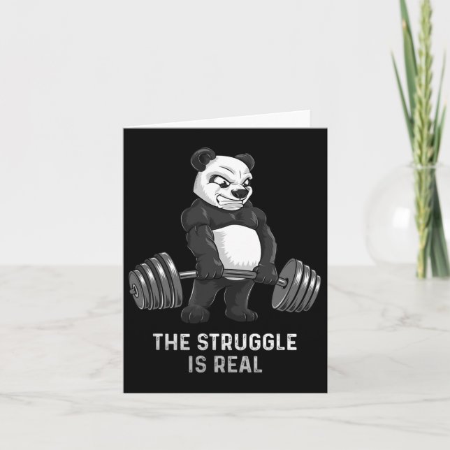 Panda Deadlift Powerlifter Funny Bodybuilding  Card (Front)