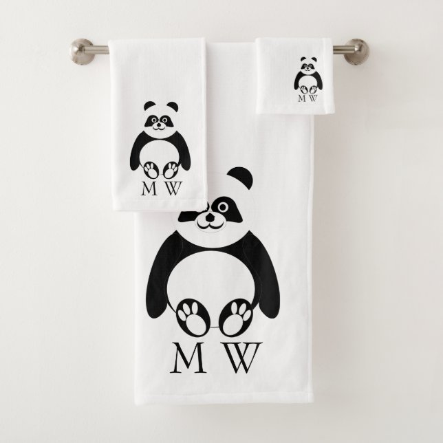 Panda Design Monogrammed Bath Towel Set (Insitu)