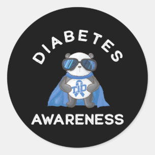 Panda Diabetic Type 1 Diabetes Awareness Support K Classic Round Sticker
