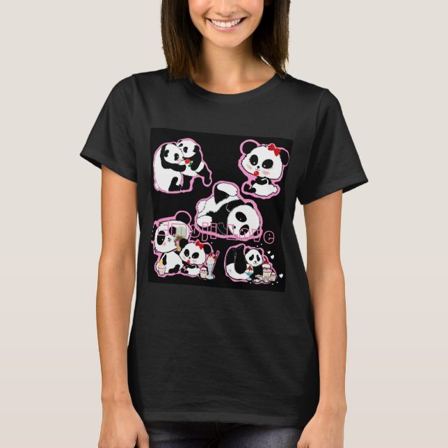 Panda Doodles Kawaii T-Shirt (Front)