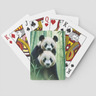 Panda Double Exposure Animal Nature Wilderness Art Playing Cards