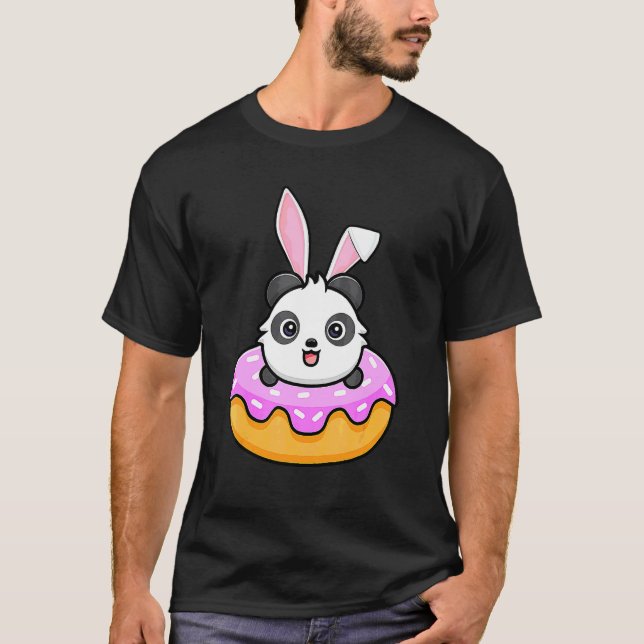 Panda Doughnut Easter Day Rabbit Bunny Ears 2 T-Shirt (Front)
