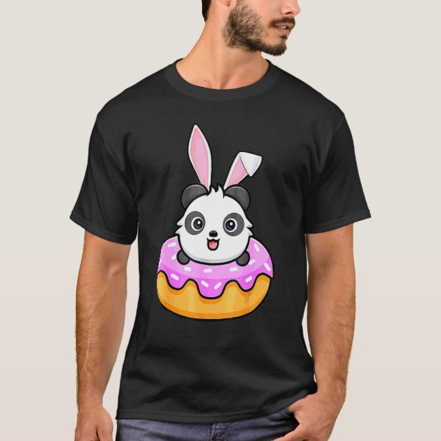 Panda Doughnut Easter Day Rabbit Bunny Ears 3 T-Shirt (Front)