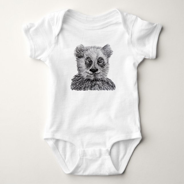 Panda drawing Baby Jersey Bodysuit (Front)