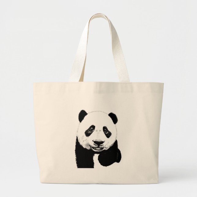 Panda drawing large tote bag (Front)