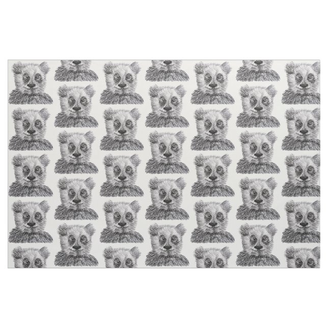 Panda Drawing  Pima Cotton (54" width) Fabric (Fat Quarter)