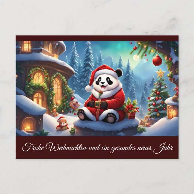 Panda dressed as Santa 2b Postcard (Front)