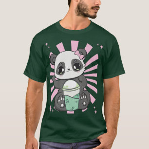 Panda Drinking Black Milk Tea And Cute Bear For Bo T-Shirt