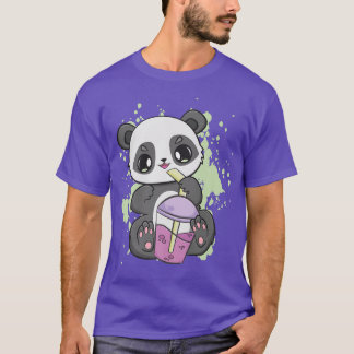 Panda Drinking Boba For Bubble Tea Milk Kawaii Bea T-Shirt