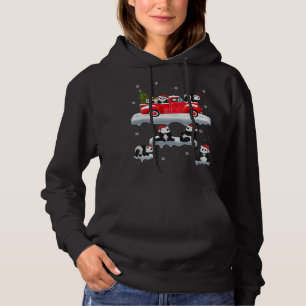 Panda Driving Christmas Tree Red Truck Panda Chris Hoodie