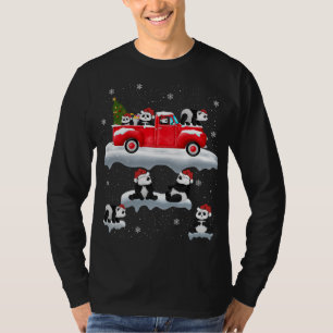 Panda Driving Christmas Tree Red Truck Panda Chris T-Shirt