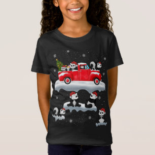 Panda Driving Christmas Tree Red Truck Panda Chris T-Shirt