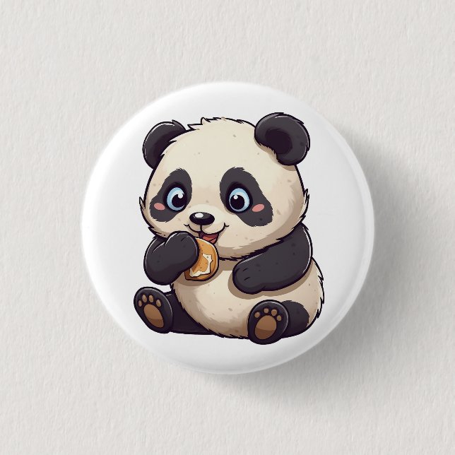 Panda eating a cookie 3 cm round badge (Front)