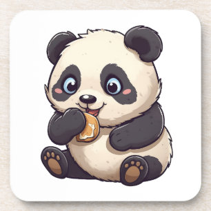 Panda eating a cookie coaster