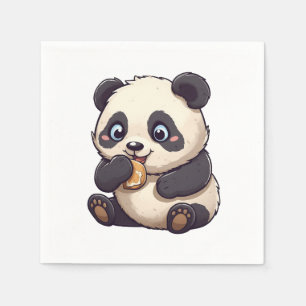 Panda eating a cookie napkin