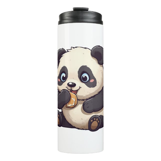 Panda eating a cookie thermal tumbler (Front)