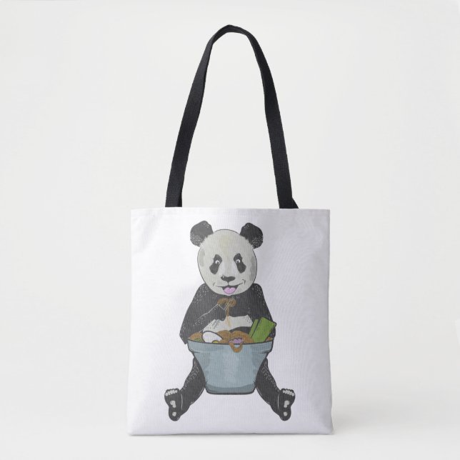 Panda eating a noodle bowl tote bag (Front)