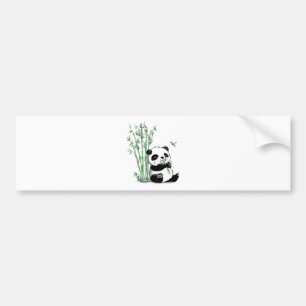Panda Eating Bamboo Bumper Sticker