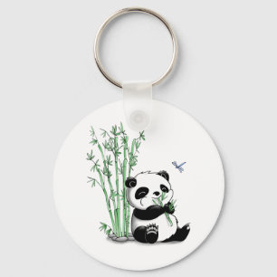 Panda Eating Bamboo Key Ring