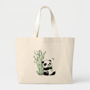 Panda Eating Bamboo Large Tote Bag