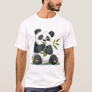 Panda Eating Bamboo – Minimalist Animal T-Shirt
