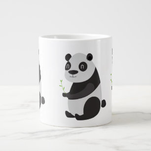 Panda eating bamboo shoots large coffee mug