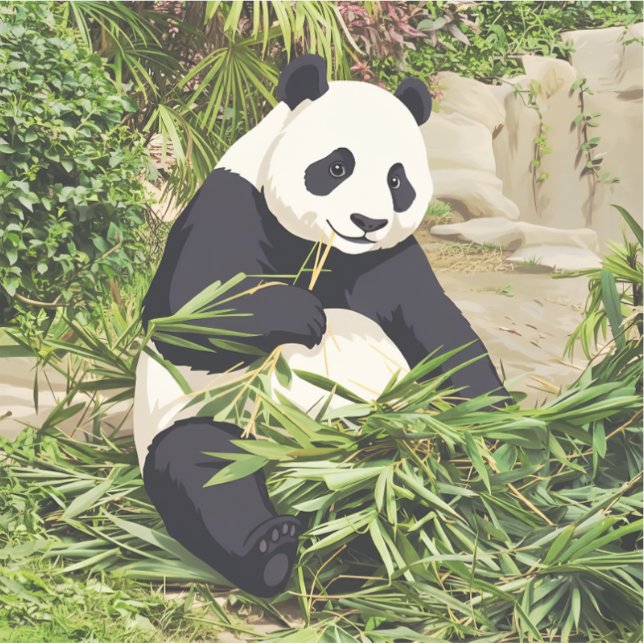 Panda eating bamboo sticker (Front)
