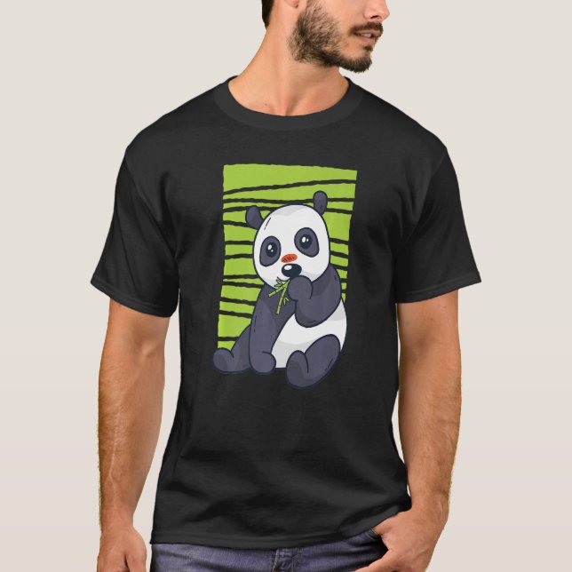 Panda Eating Bamboo Wild Panda Bamboo Premium T-Shirt (Front)