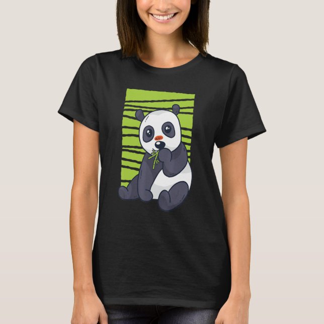 Panda Eating Bamboo Wild Panda Bamboo T-Shirt (Front)