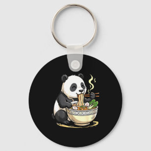 Panda Eating Funny Ramen Noodles Key Ring