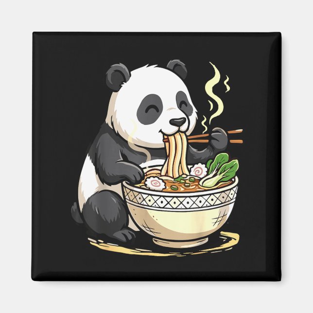 Panda Eating Funny Ramen Noodles  Magnet (Front)
