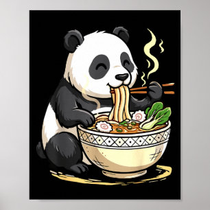Panda Eating Funny Ramen Noodles  Poster