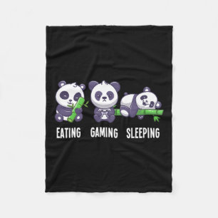 Panda Eating Gaming Sleeping For Multiplayer Game Fleece Blanket