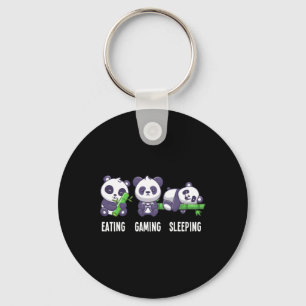 Panda Eating Gaming Sleeping For Multiplayer Game Key Ring