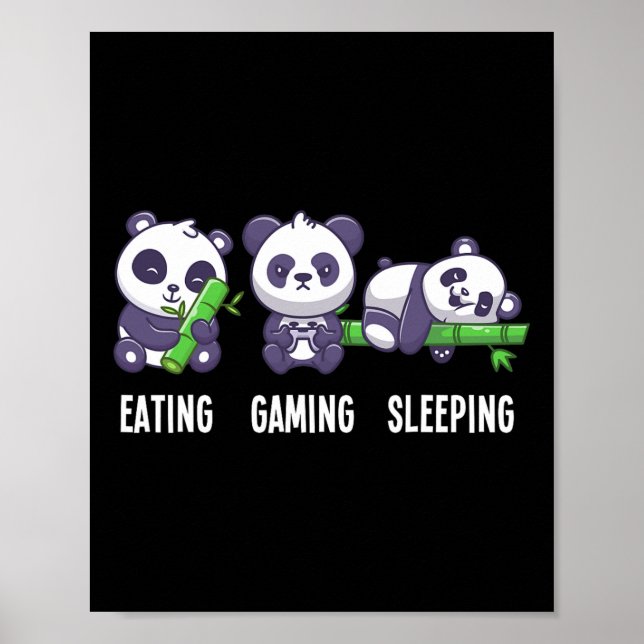 Panda Eating Gaming Sleeping For Multiplayer Game  Poster (Front)