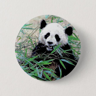 Panda Eating Leaves 6 Cm Round Badge
