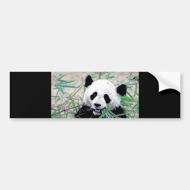 Panda Eating Leaves Bumper Sticker (Front)