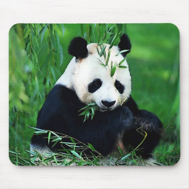 Panda Eating Leaves Mouse Mat (Front)