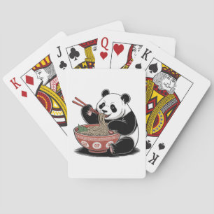 Panda Eating Ramen Japanese Retro Ukiyo-e Style Playing Cards