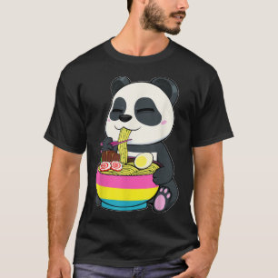 Panda Eating Ramen LGBT-Q Pansexual Pride Pan Flag T-Shirt