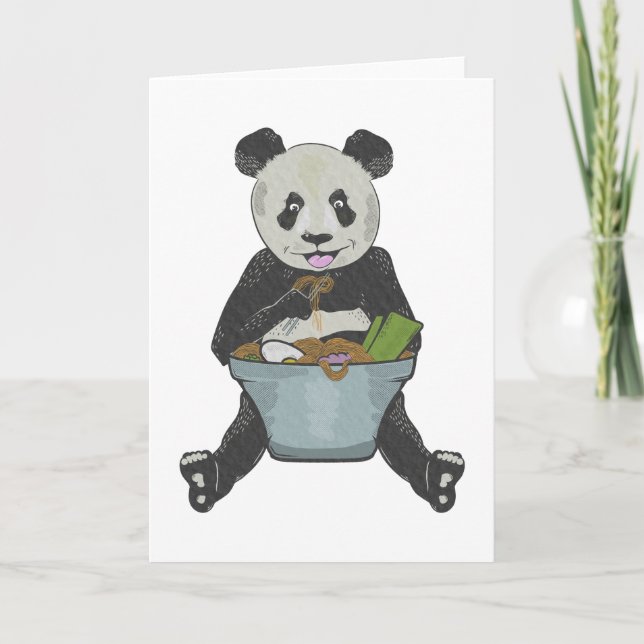 Panda eating ramen noodles card (Front)