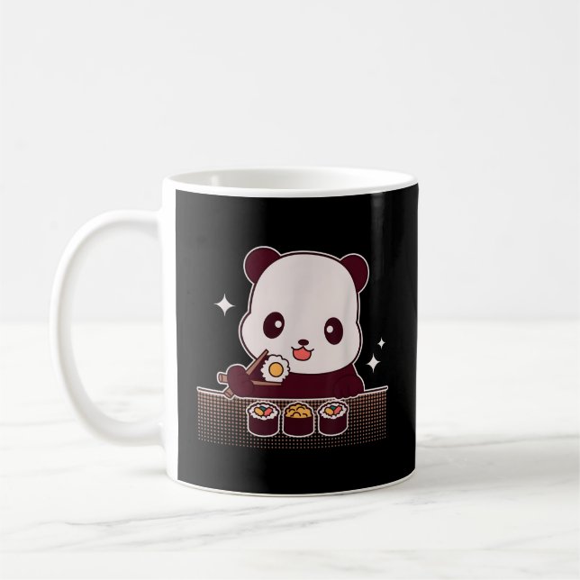 Panda Eating Sushi Panda Bear Coffee Mug (Left)