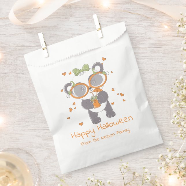 Panda Eyeball Drink Hearts Happy Halloween Favour Bags (Clipped)
